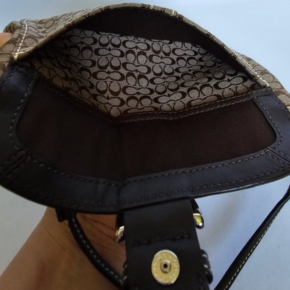 Coach Tan and Brown Wristlet Clutch - Picture 6 of 14